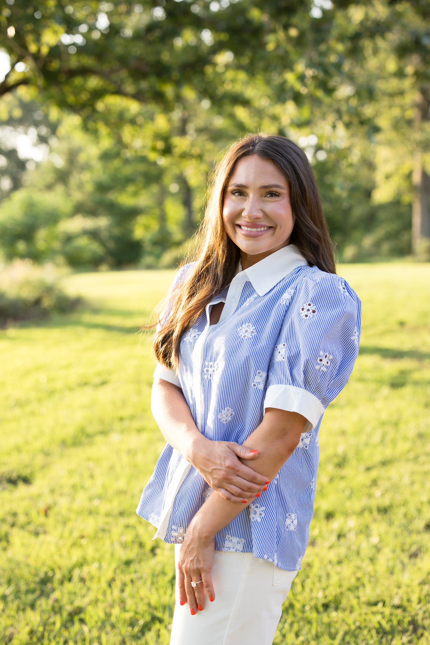 Mandy Eyelet Top - Blue