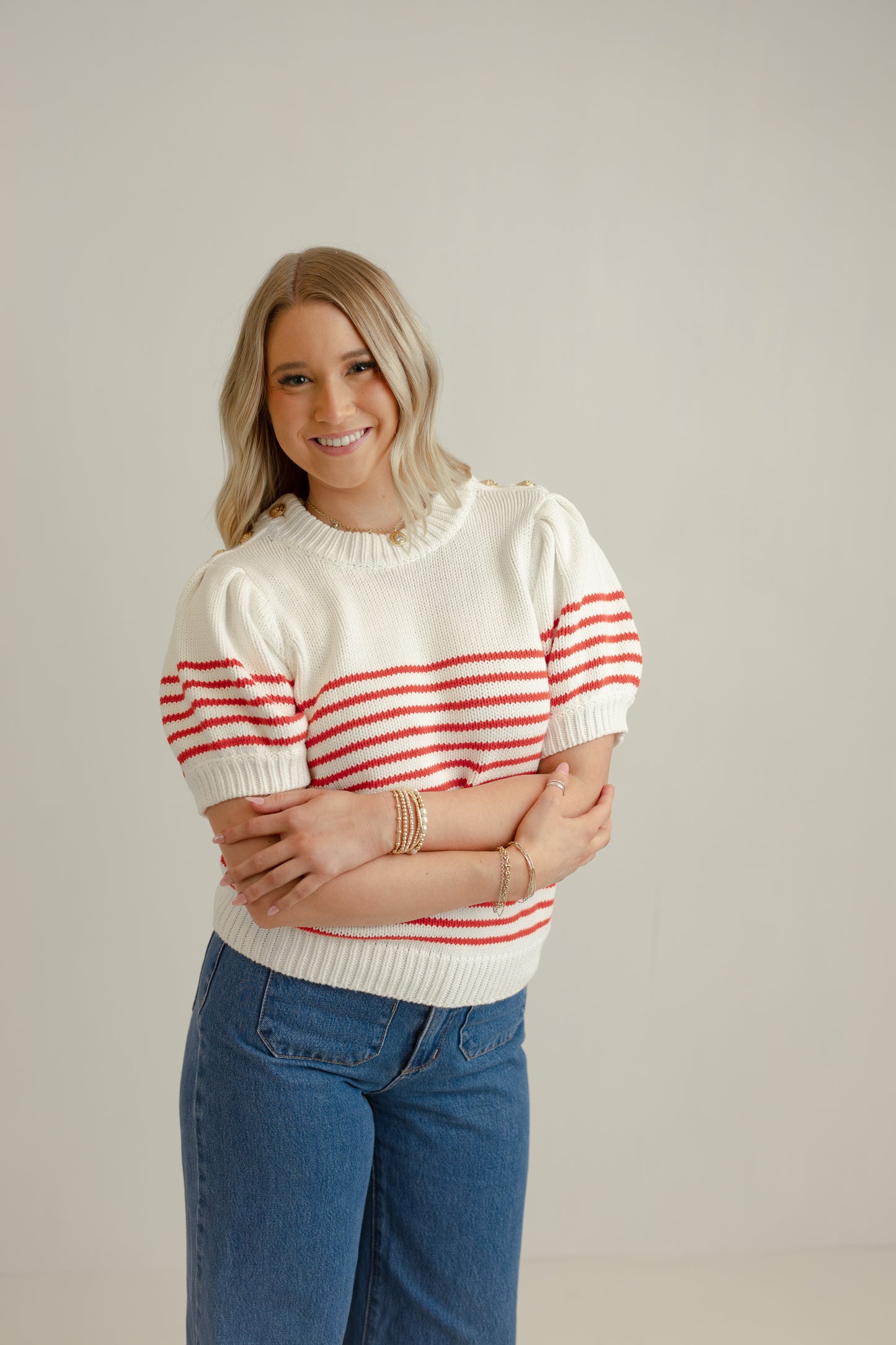 Mary Stripe Top - Red