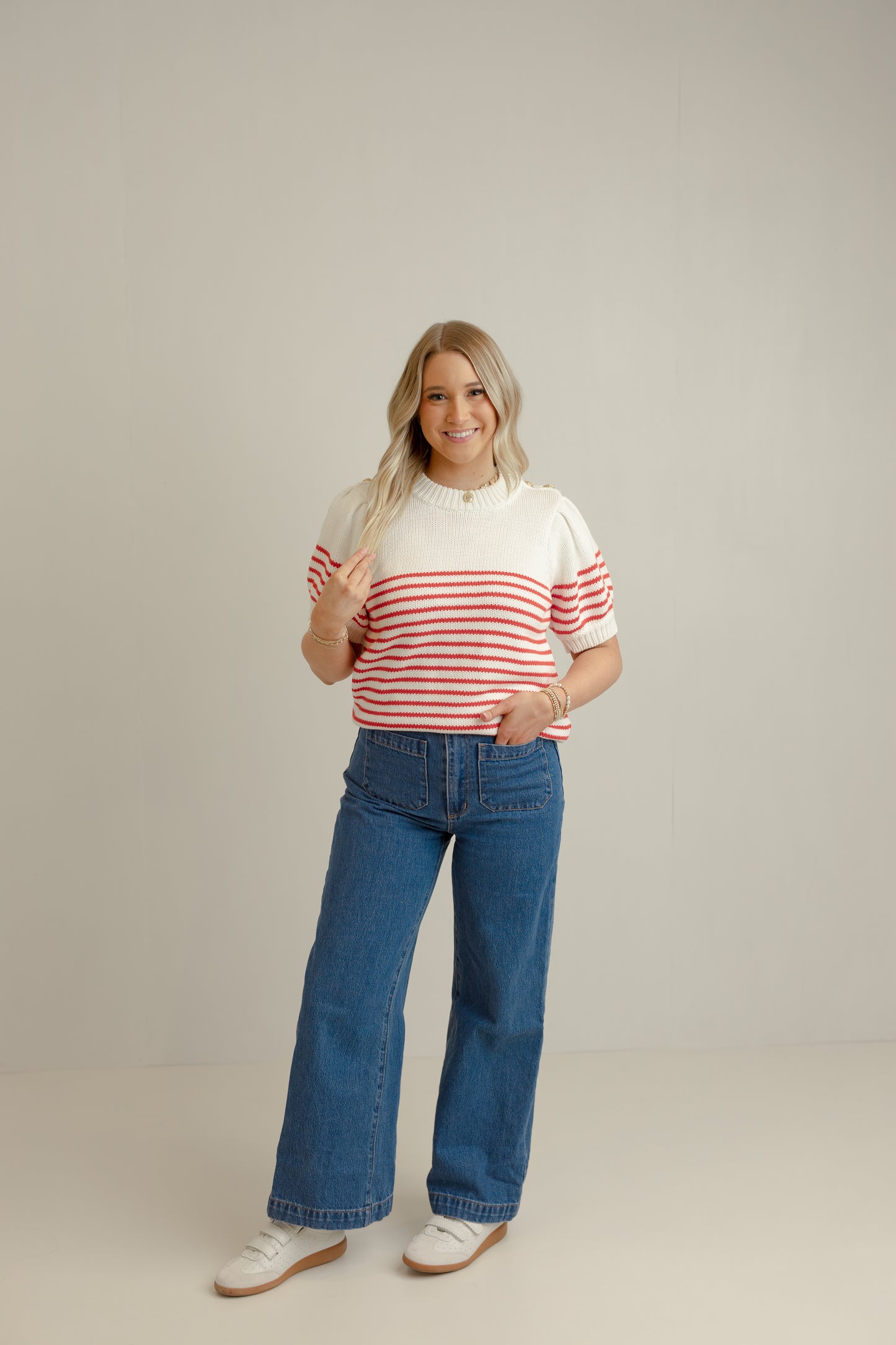 Mary Stripe Top - Red