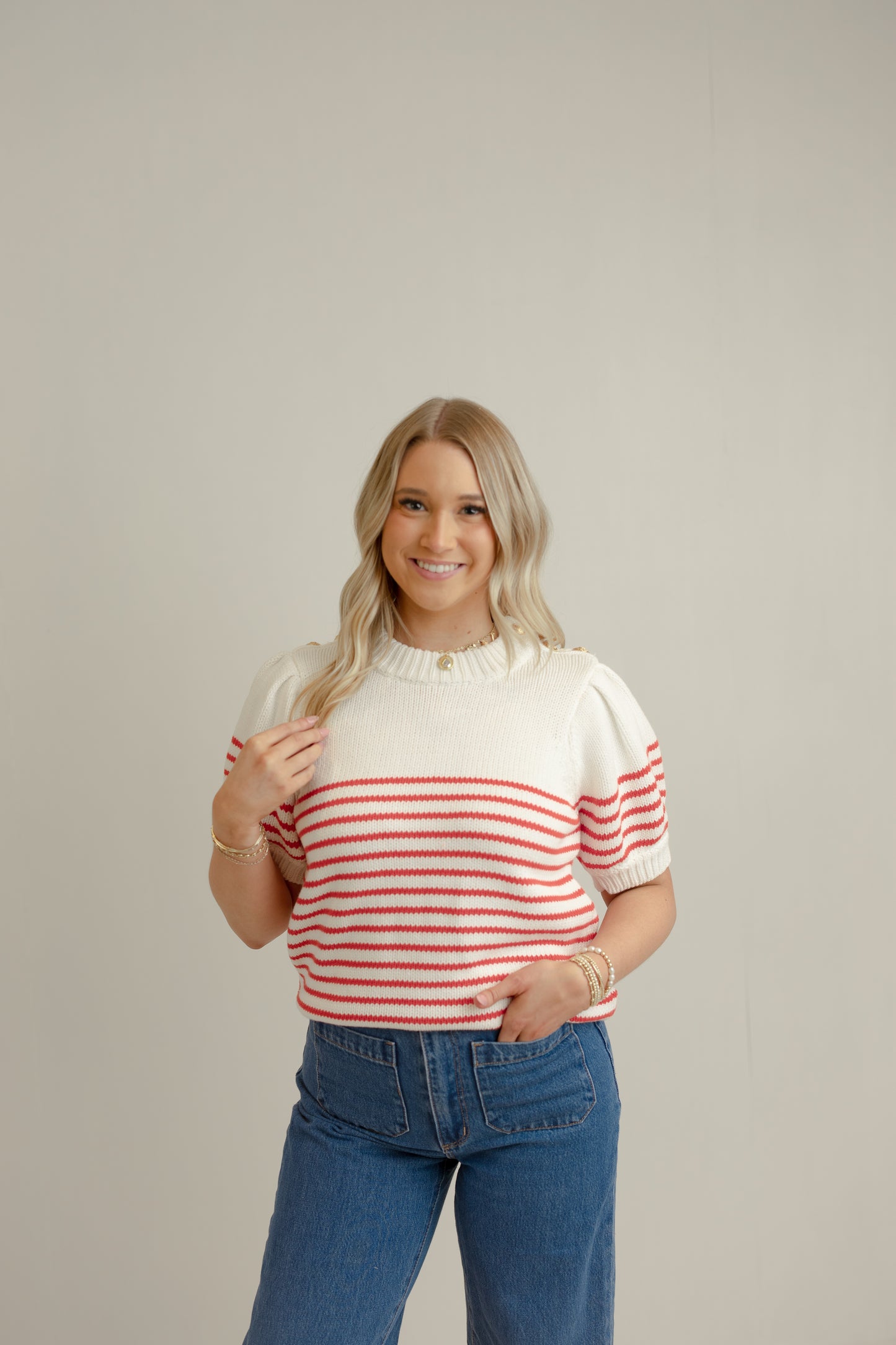 Mary Stripe Top - Red