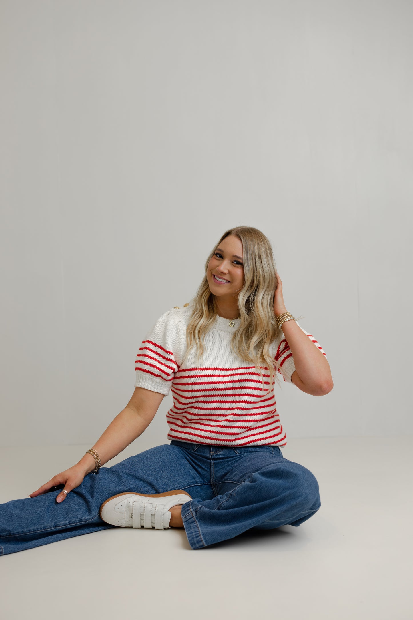 Mary Stripe Top - Red