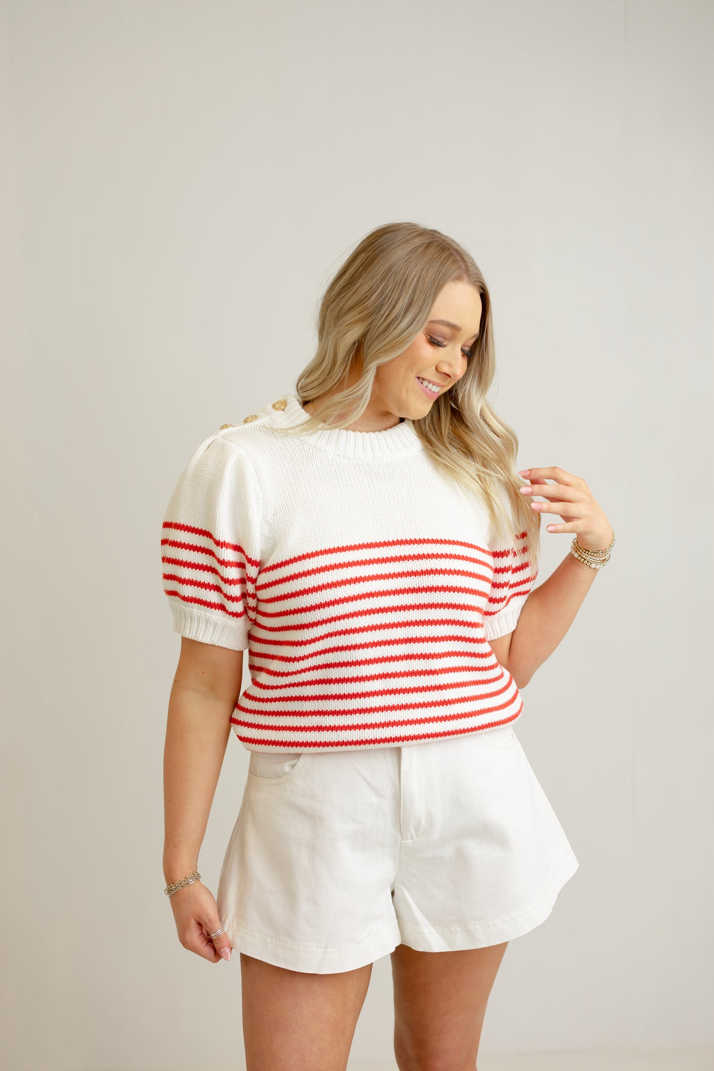 Mary Stripe Top - Red