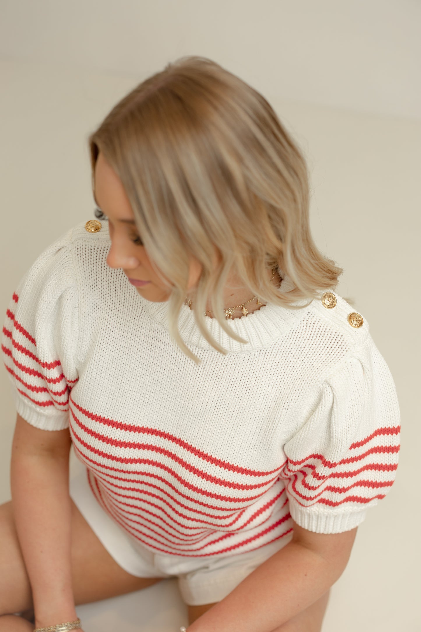 Mary Stripe Top - Red