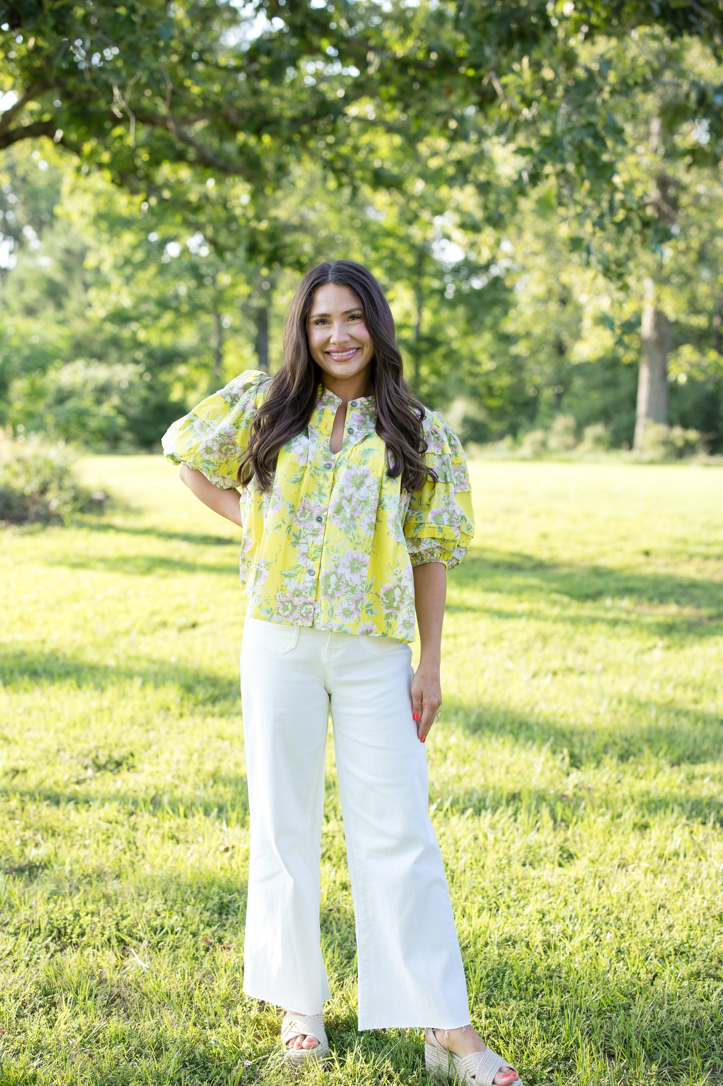 Joan Floral Top - Yellow