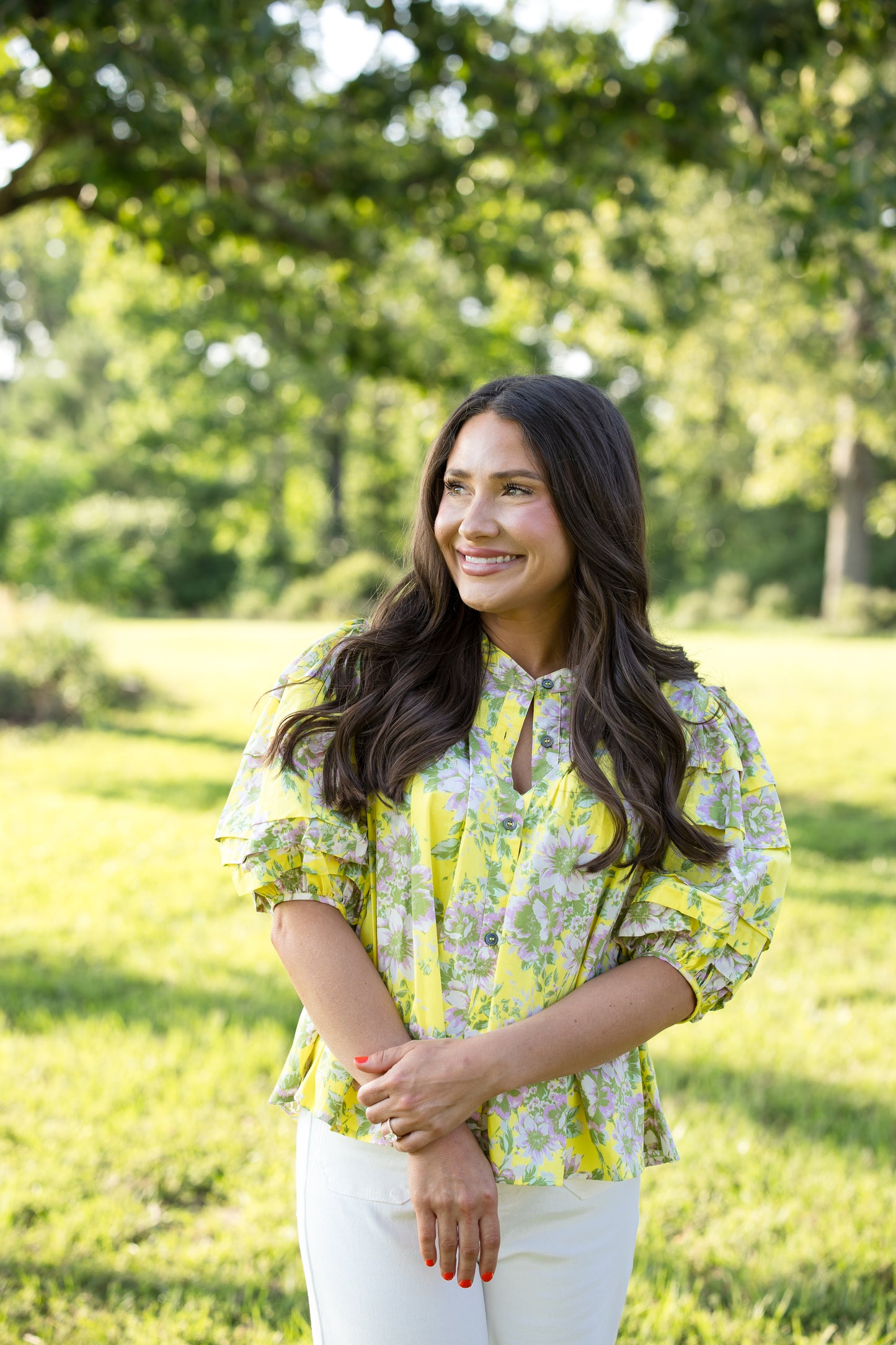 Joan Floral Top - Yellow
