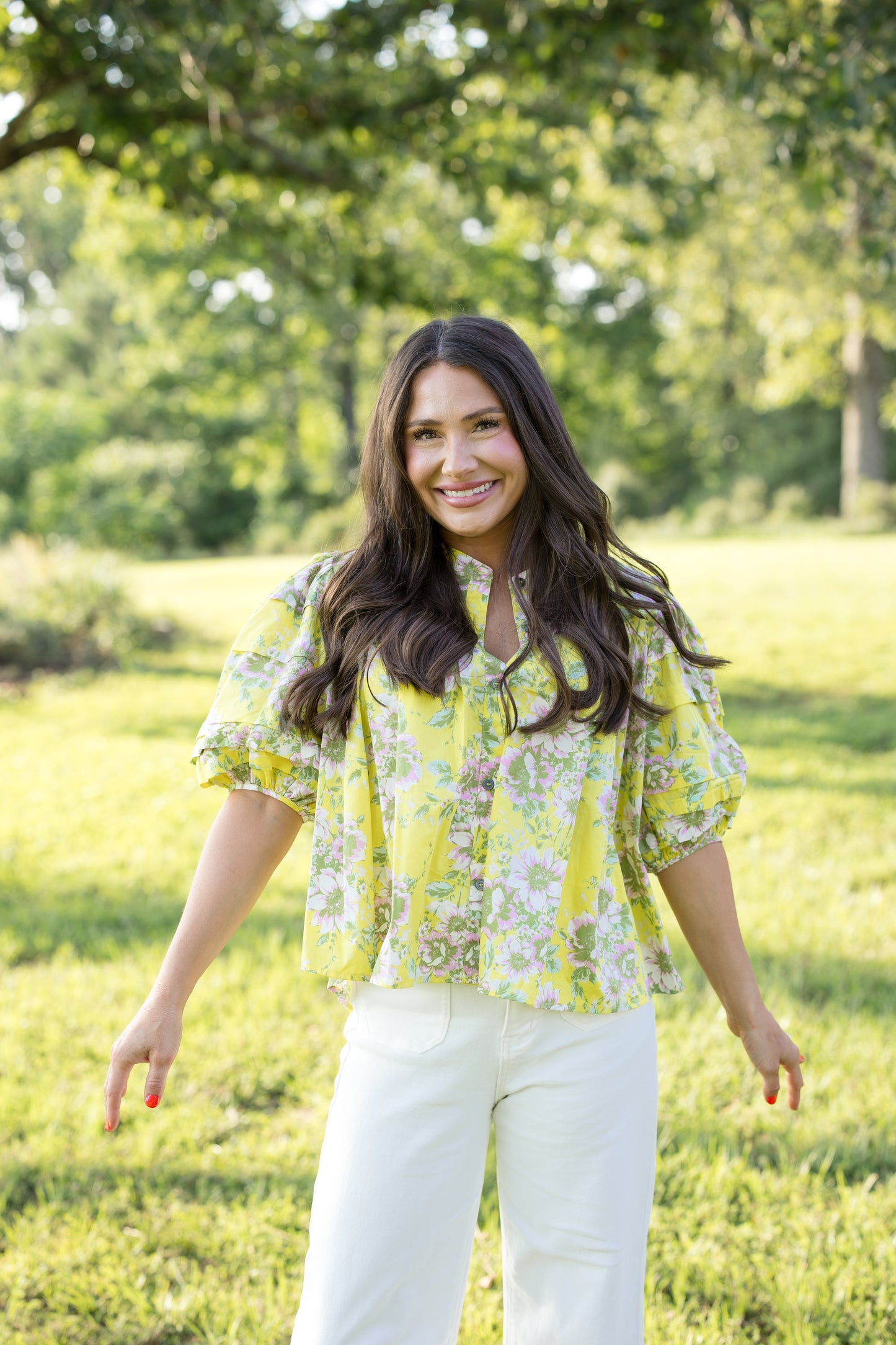 Joan Floral Top - Yellow
