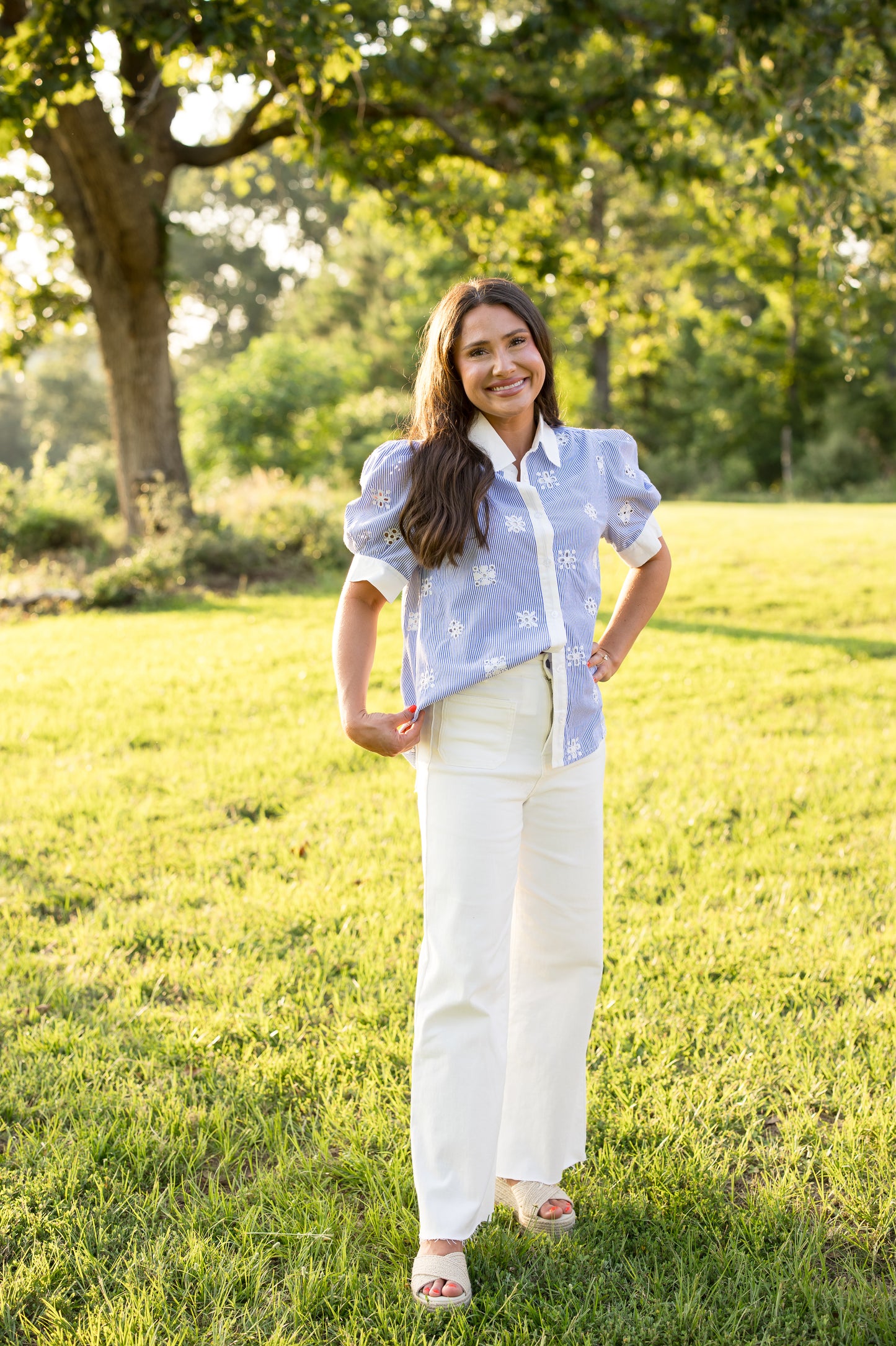 Mandy Eyelet Top - Blue