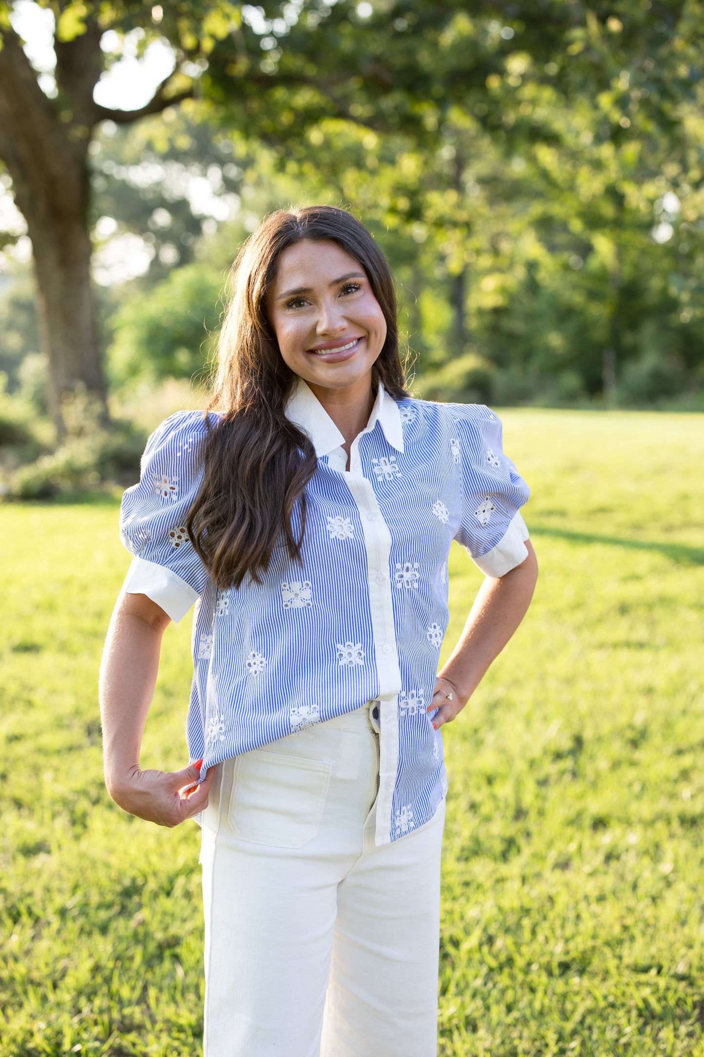 Mandy Eyelet Top - Blue