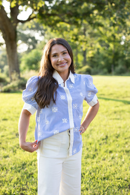 Mandy Eyelet Top - Blue