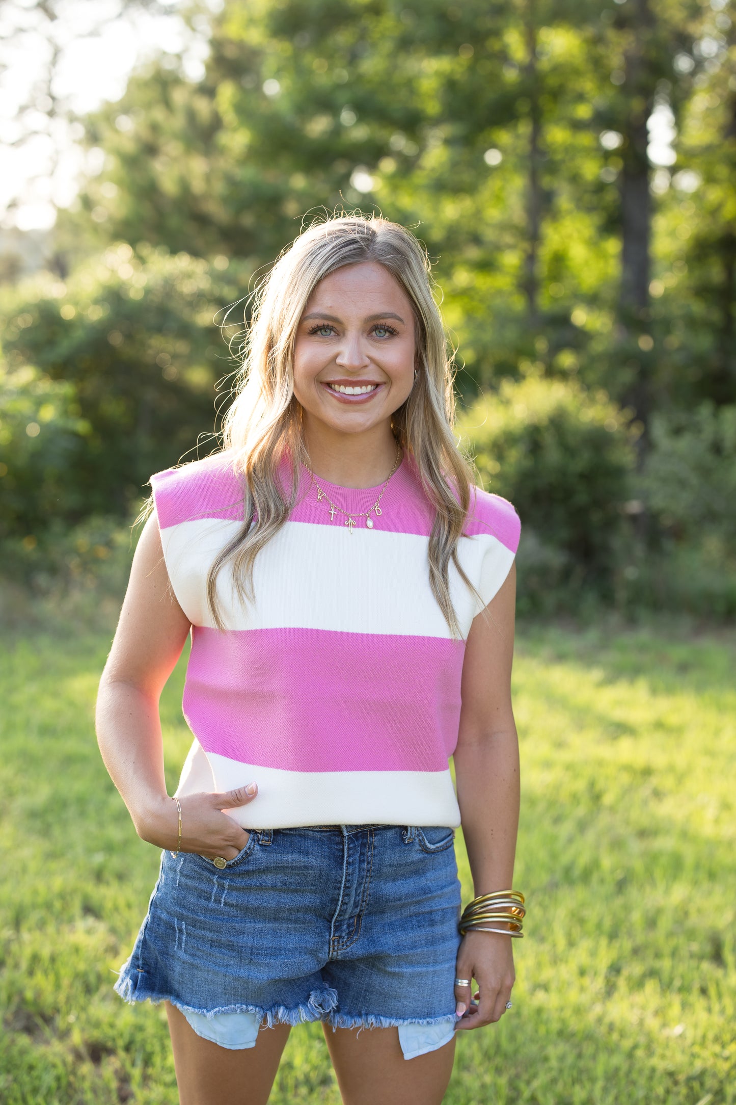 Hailey Striped Top - Pink