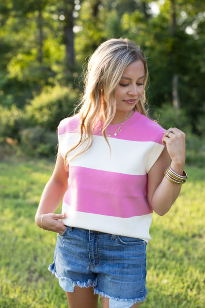 Hailey Striped Top - Pink