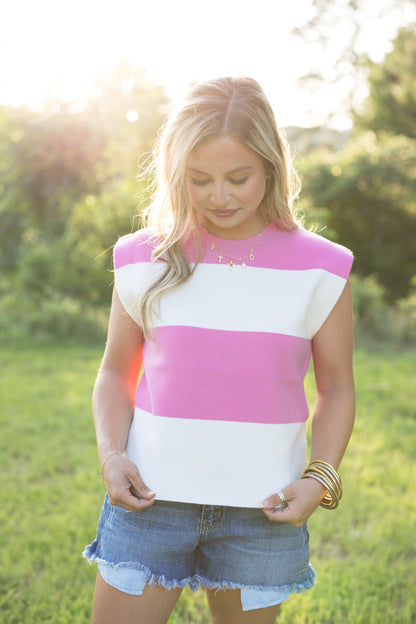 Hailey Striped Top - Pink