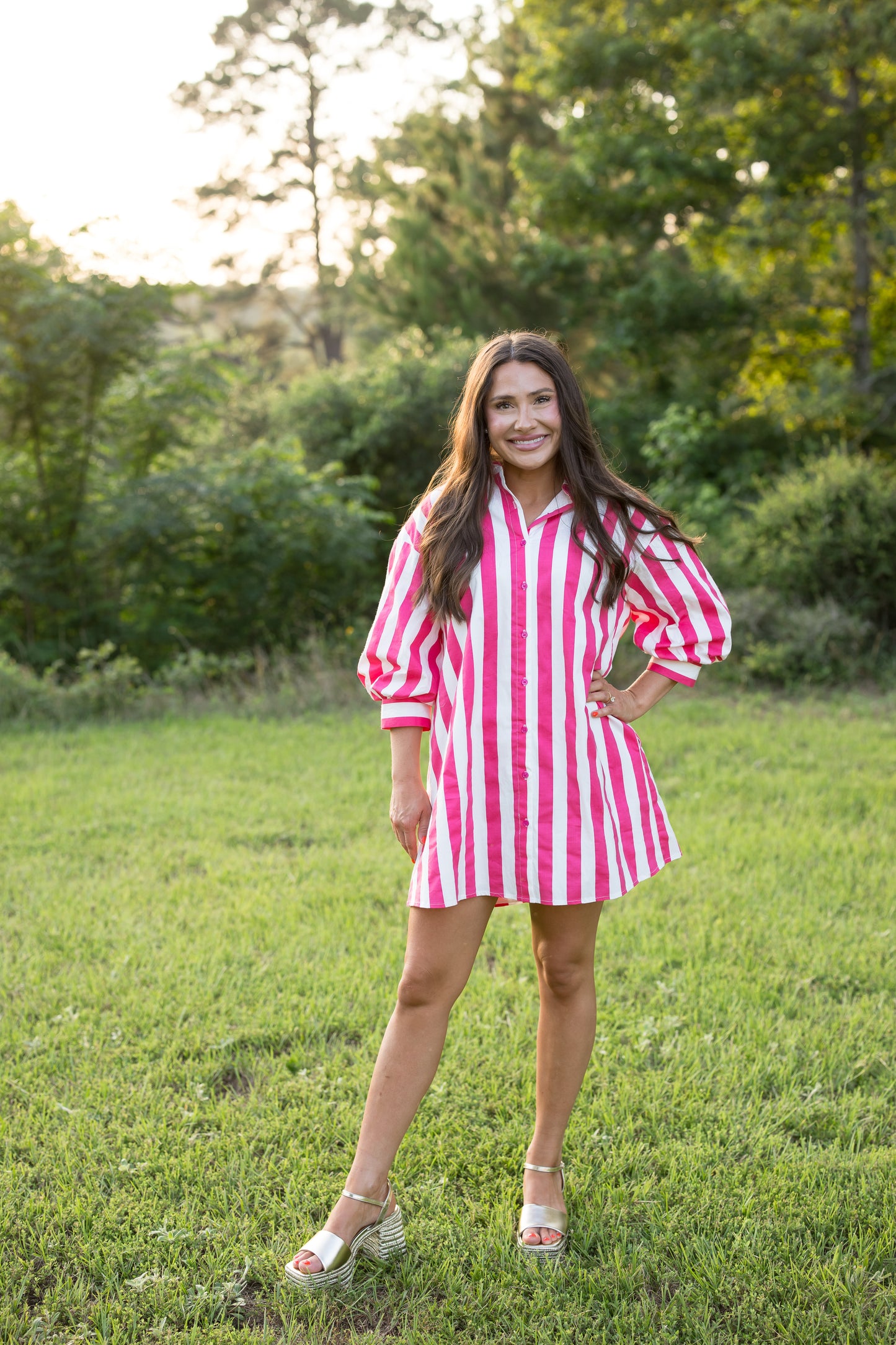 Elizabeth Stripe Dress - Pink