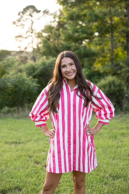 Elizabeth Stripe Dress - Pink
