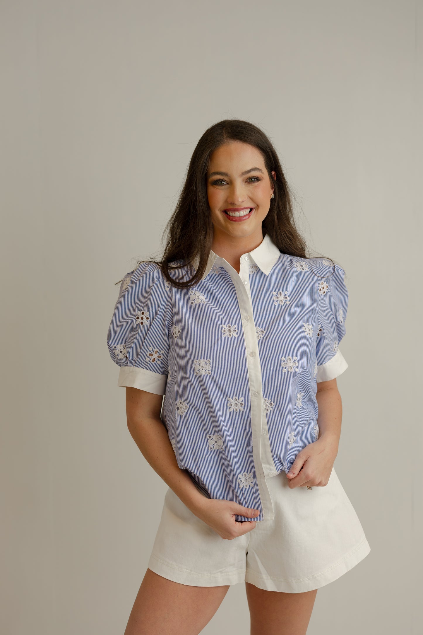 Mandy Eyelet Top - Blue