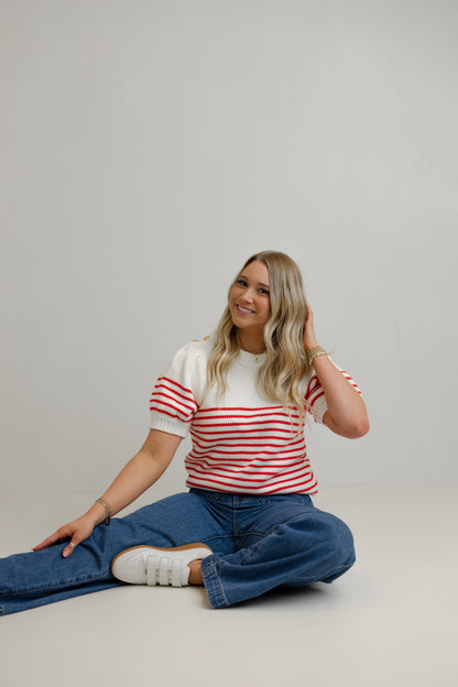 Mary Stripe Top - Red
