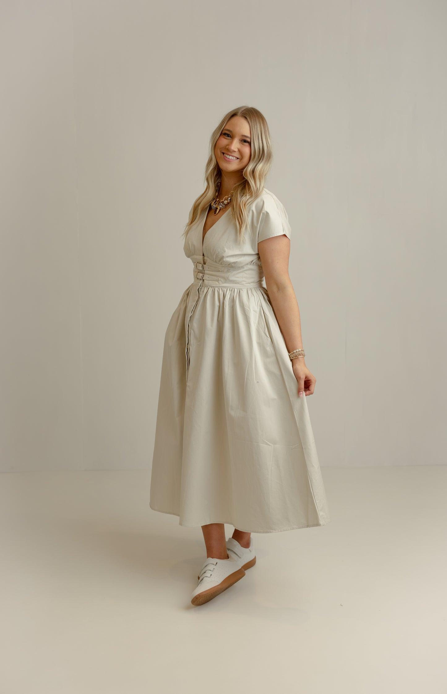 Sloane Belt Dress - Sand